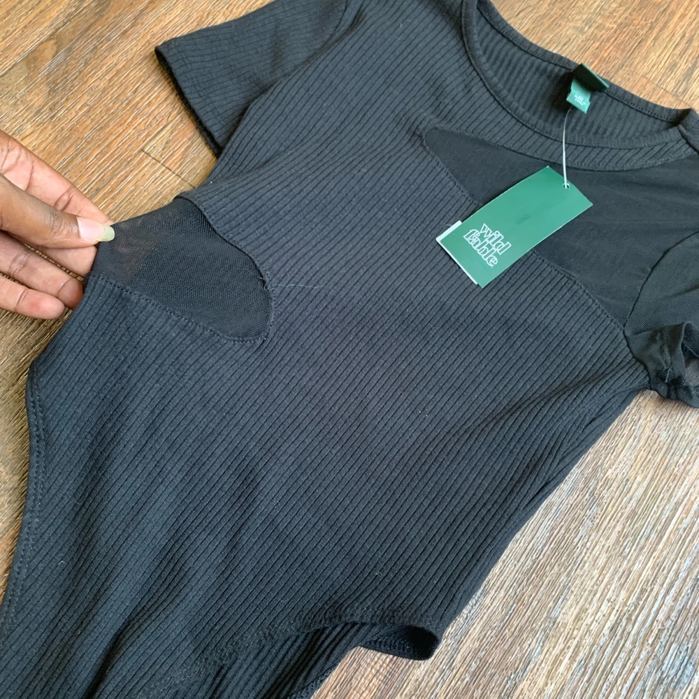 Wild Fable Ribbed Black Bodysuit